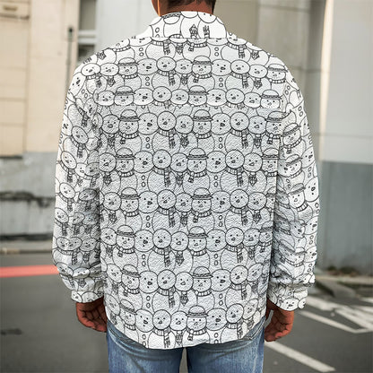 Black And White Snowman Pattern Print Men's Shirt Jacket