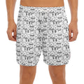 Black And White Snowman Pattern Print Men's Split Running Shorts