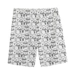Black And White Snowman Pattern Print Men's Sports Shorts