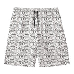 Black And White Snowman Pattern Print Men's Swim Trunks