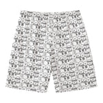 Black And White Snowman Pattern Print Men's Swim Trunks