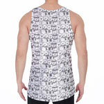 Black And White Snowman Pattern Print Men's Velvet Tank Top