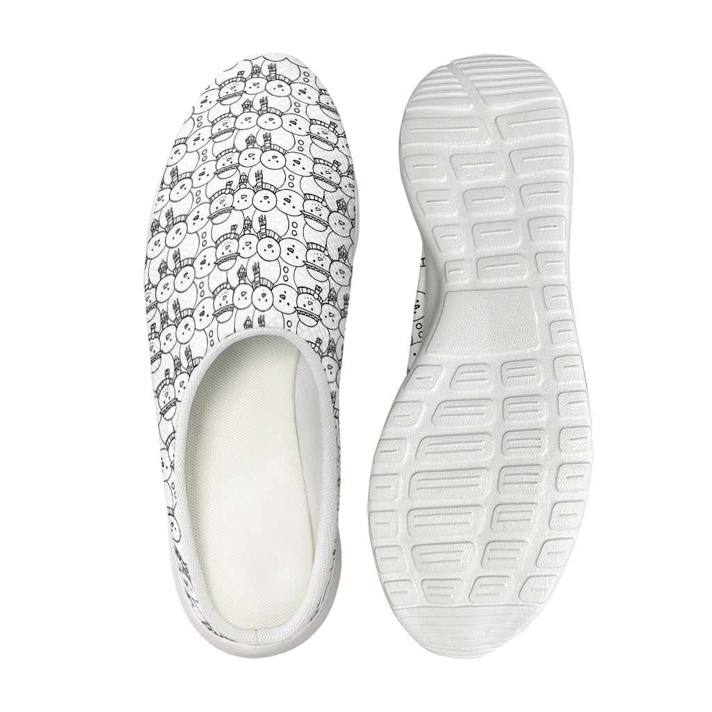 Black And White Snowman Pattern Print Mesh Casual Shoes