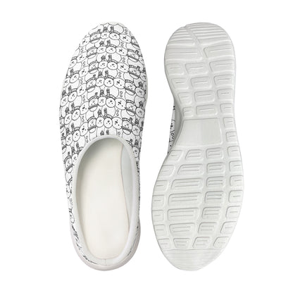 Black And White Snowman Pattern Print Mesh Casual Shoes