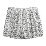 Black And White Snowman Pattern Print Mesh Shorts