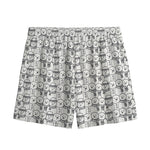 Black And White Snowman Pattern Print Mesh Shorts