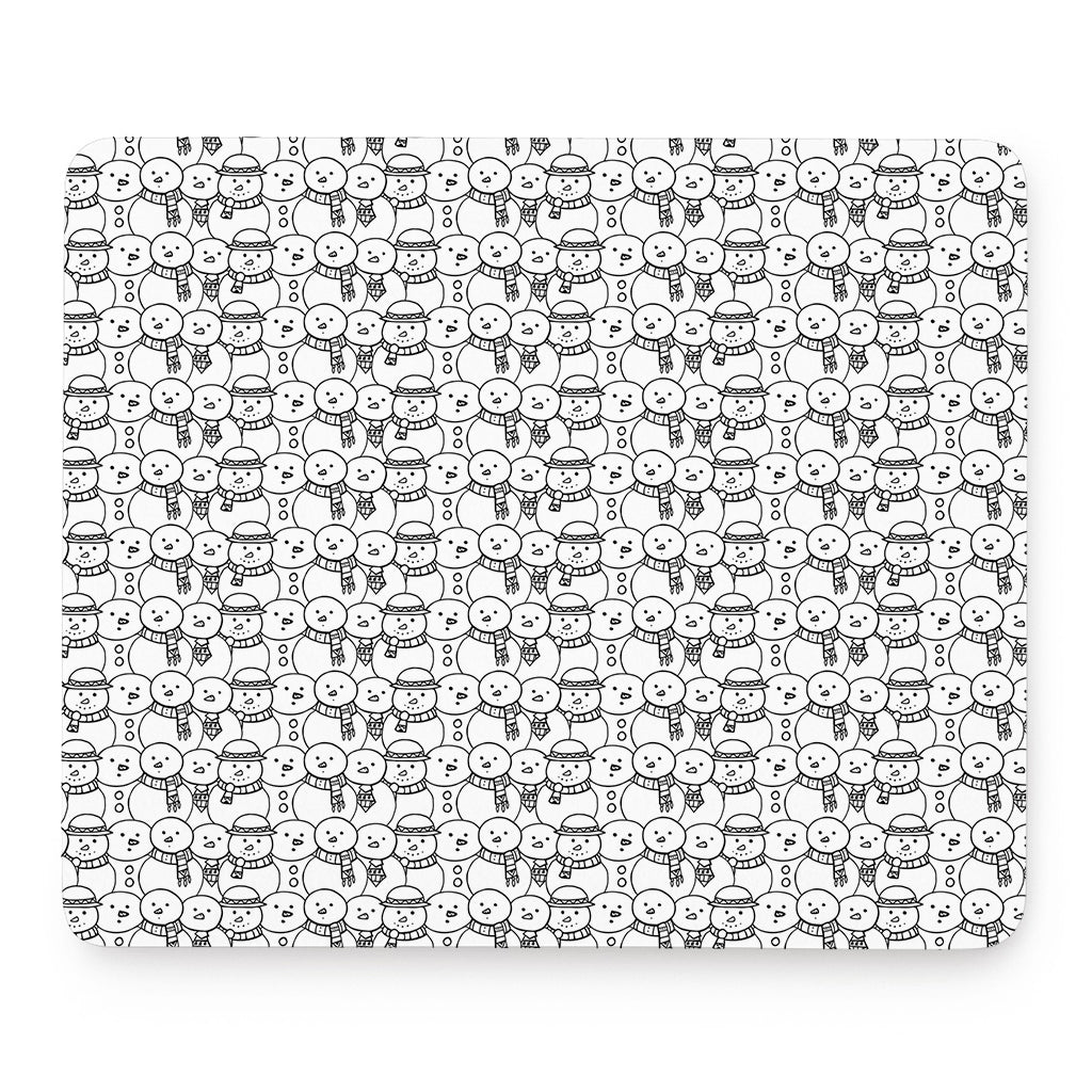 Black And White Snowman Pattern Print Mouse Pad