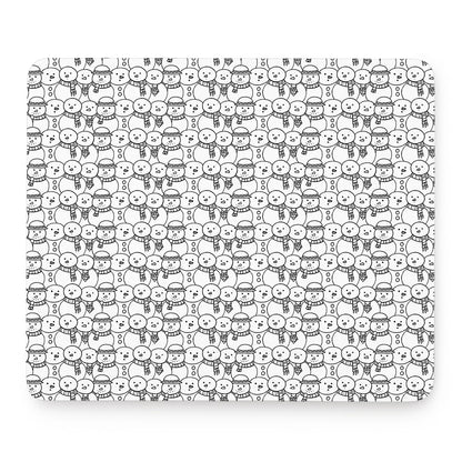 Black And White Snowman Pattern Print Mouse Pad