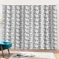 Black And White Snowman Pattern Print Pencil Pleat Curtains