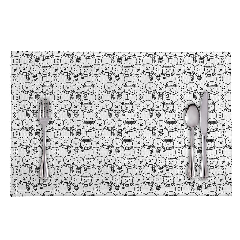 Black And White Snowman Pattern Print Placemat