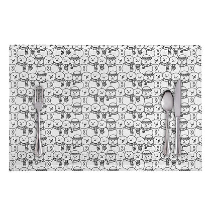 Black And White Snowman Pattern Print Placemat