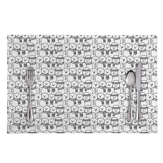 Black And White Snowman Pattern Print Placemat