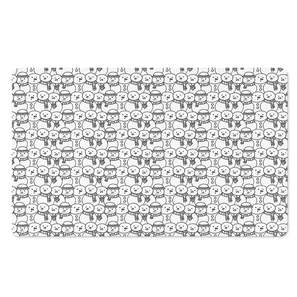 Black And White Snowman Pattern Print Polyester Doormat