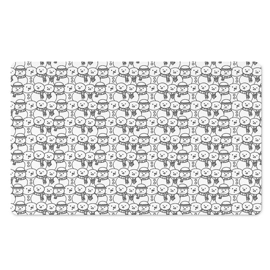 Black And White Snowman Pattern Print Polyester Doormat