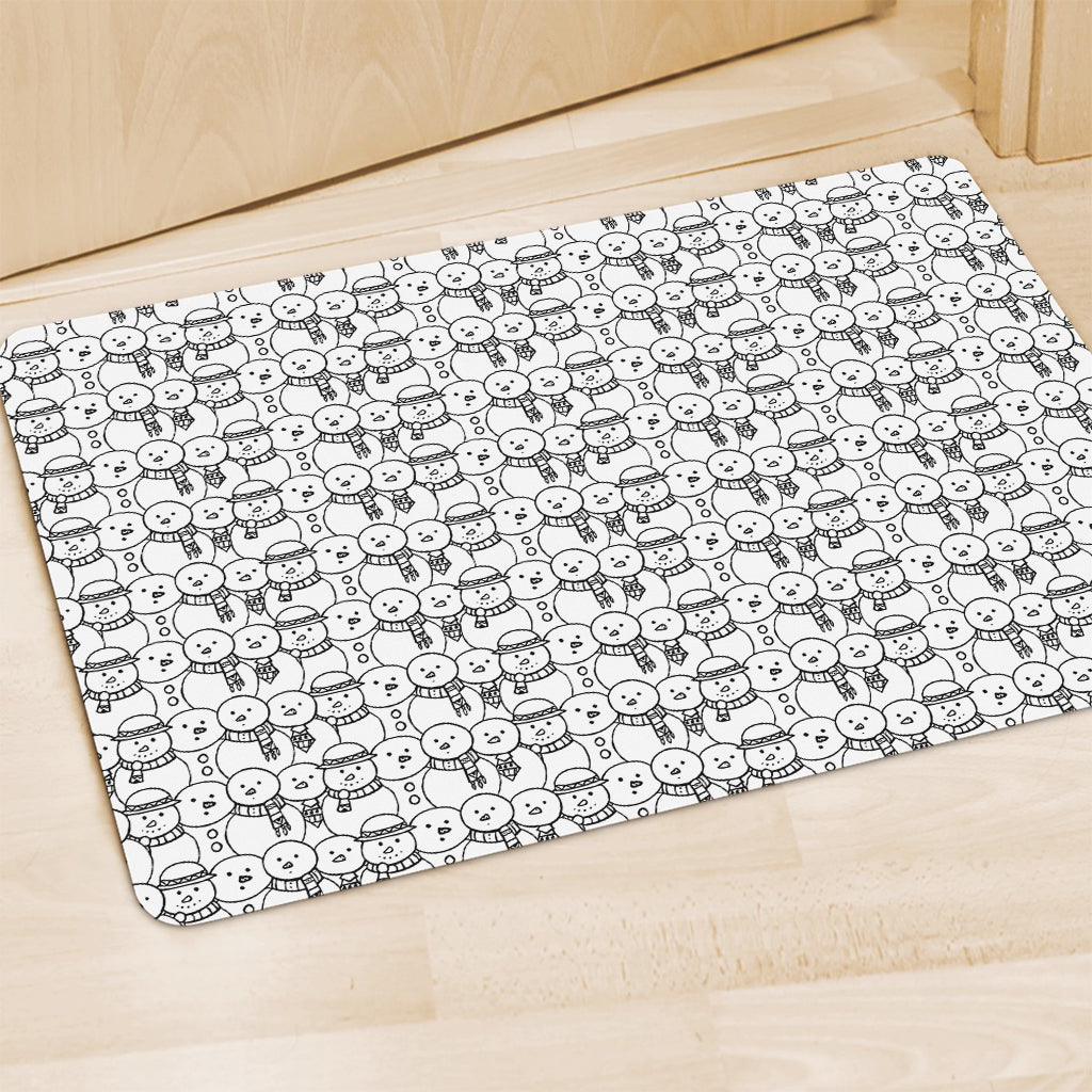 Black And White Snowman Pattern Print Polyester Doormat