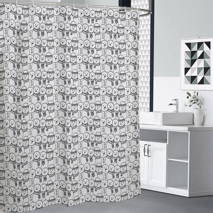 Black And White Snowman Pattern Print Premium Shower Curtain