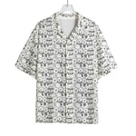 Black And White Snowman Pattern Print Rayon Hawaiian Shirt