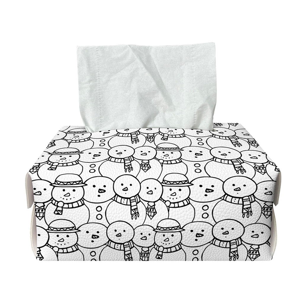 Black And White Snowman Pattern Print Rectangle Tissue Box Cover