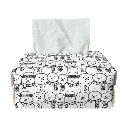 Black And White Snowman Pattern Print Rectangle Tissue Box Cover