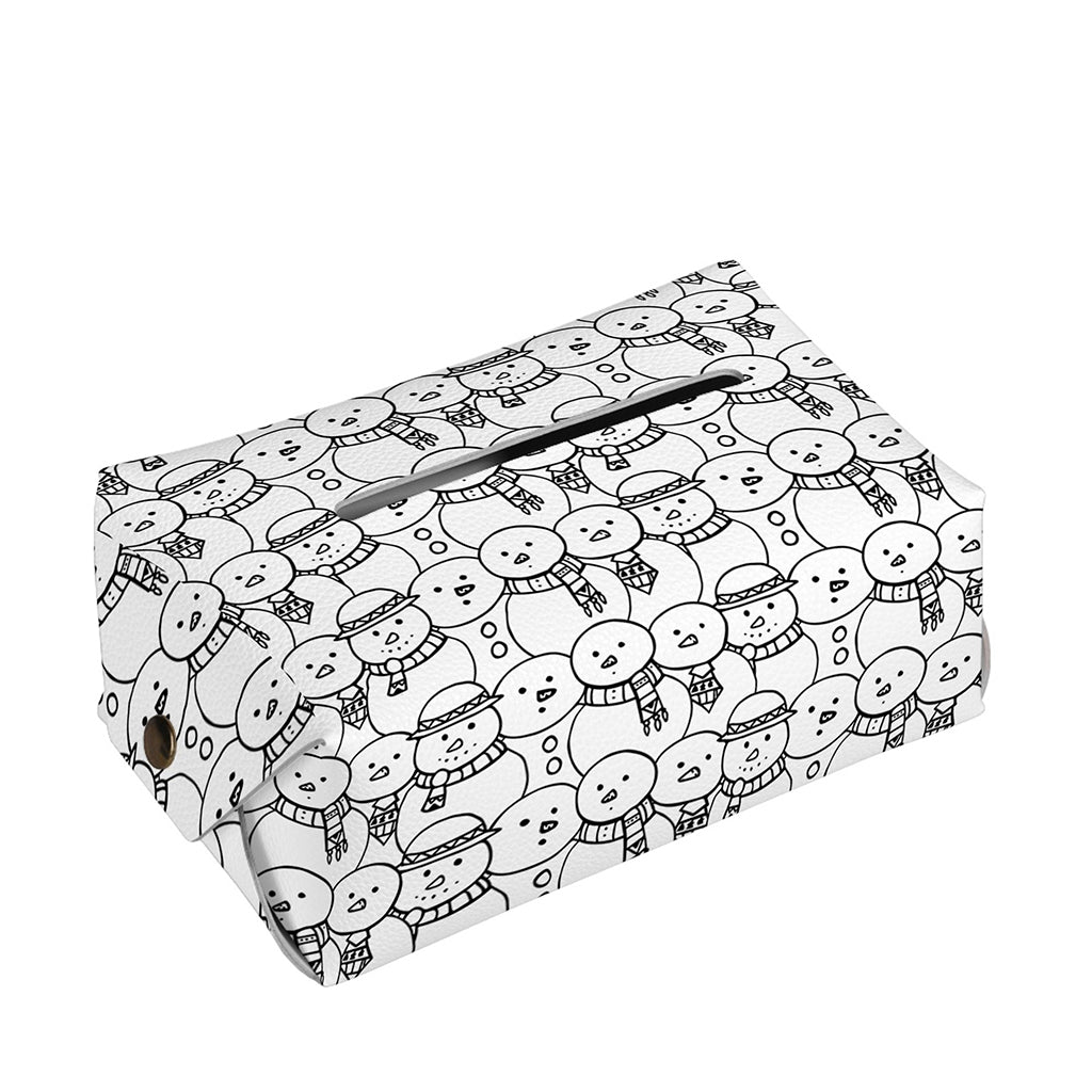 Black And White Snowman Pattern Print Rectangle Tissue Box Cover