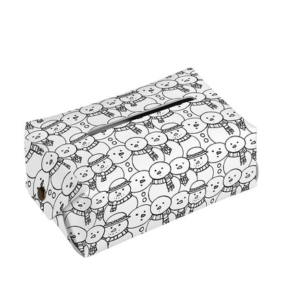 Black And White Snowman Pattern Print Rectangle Tissue Box Cover