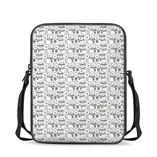 Black And White Snowman Pattern Print Rectangular Crossbody Bag