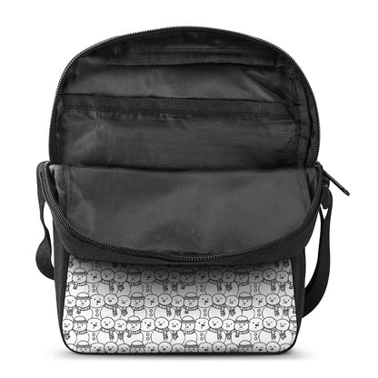 Black And White Snowman Pattern Print Rectangular Crossbody Bag