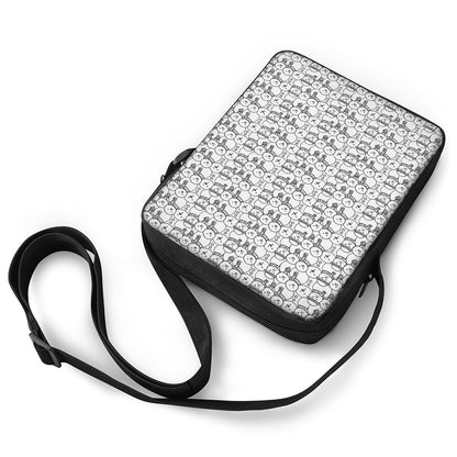 Black And White Snowman Pattern Print Rectangular Crossbody Bag
