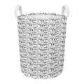 Black And White Snowman Pattern Print Round Laundry Basket