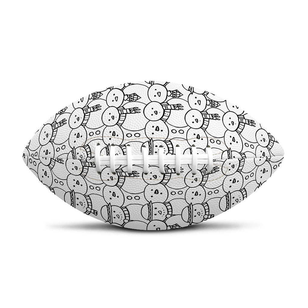 Black And White Snowman Pattern Print Rugby Ball