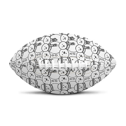 Black And White Snowman Pattern Print Rugby Ball