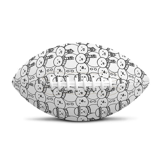Black And White Snowman Pattern Print Rugby Ball