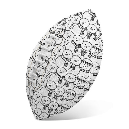 Black And White Snowman Pattern Print Rugby Ball