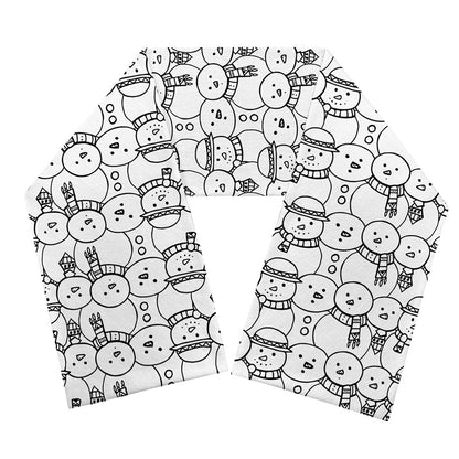 Black And White Snowman Pattern Print Scarf