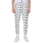 Black And White Snowman Pattern Print Scuba Joggers