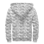 Black And White Snowman Pattern Print Sherpa Lined Zip Up Hoodie