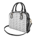 Black And White Snowman Pattern Print Shoulder Handbag
