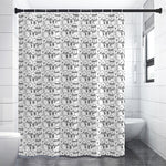 Black And White Snowman Pattern Print Shower Curtain