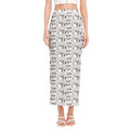 Black And White Snowman Pattern Print Side Slit Maxi Skirt