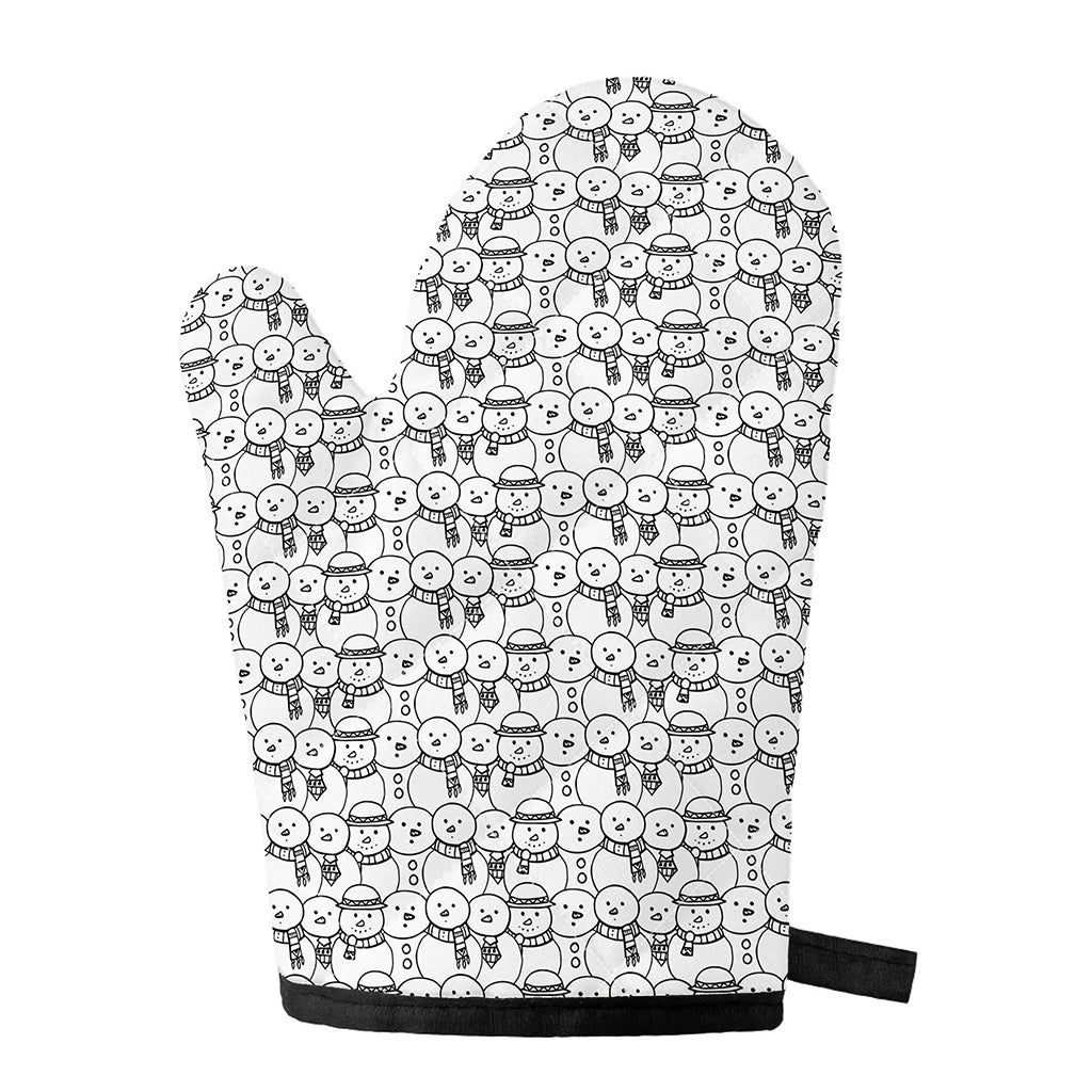 Black And White Snowman Pattern Print Single Oven Mitt