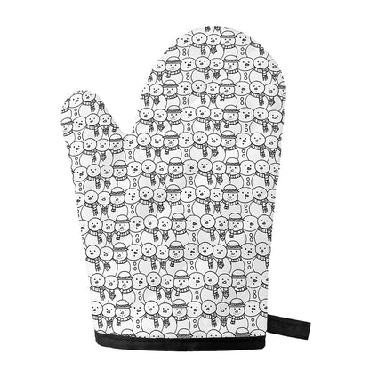Black And White Snowman Pattern Print Single Oven Mitt