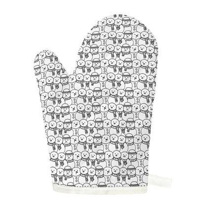 Black And White Snowman Pattern Print Single Oven Mitt