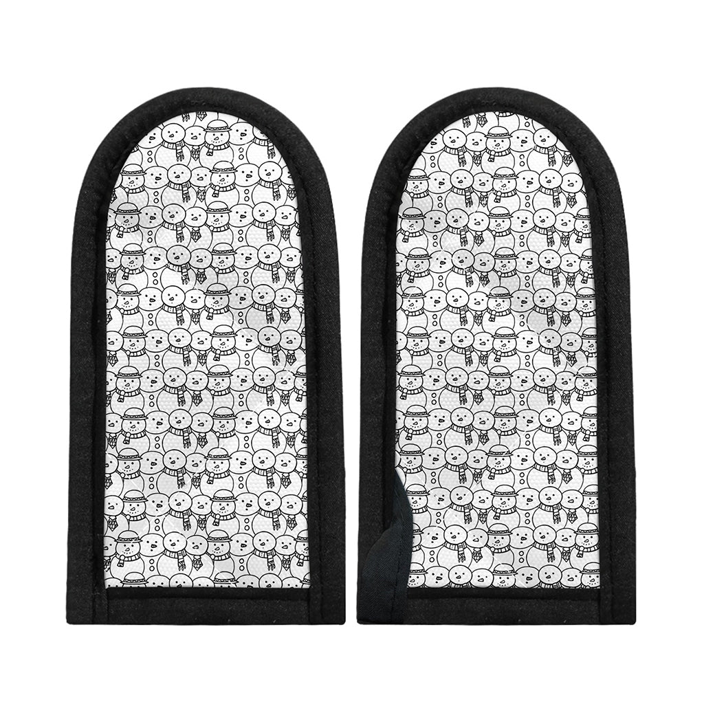 Black And White Snowman Pattern Print Skillet Handle Cover