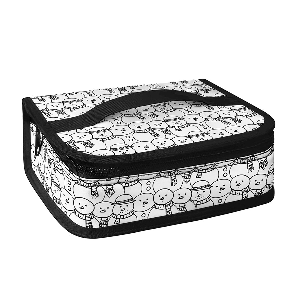 Black And White Snowman Pattern Print Small Lunch Bag