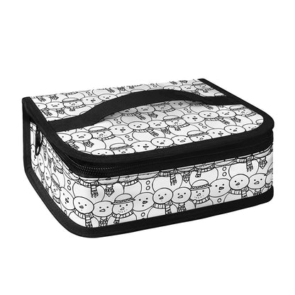 Black And White Snowman Pattern Print Small Lunch Bag