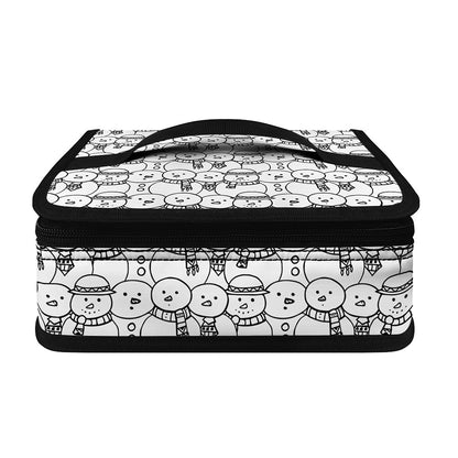 Black And White Snowman Pattern Print Small Lunch Bag