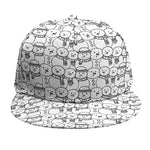 Black And White Snowman Pattern Print Snapback Cap