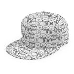 Black And White Snowman Pattern Print Snapback Cap