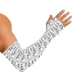Black And White Snowman Pattern Print Sun Protection Arm Sleeves