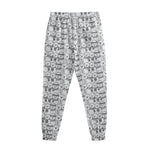 Black And White Snowman Pattern Print Sweatpants